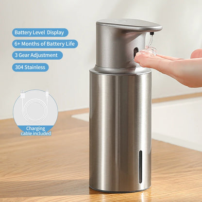 480ml Automatic Soap Dispenser with Sensor – Touchless Electric Hand Soap & Sanitizer Dispenser, 304 Stainless Steel