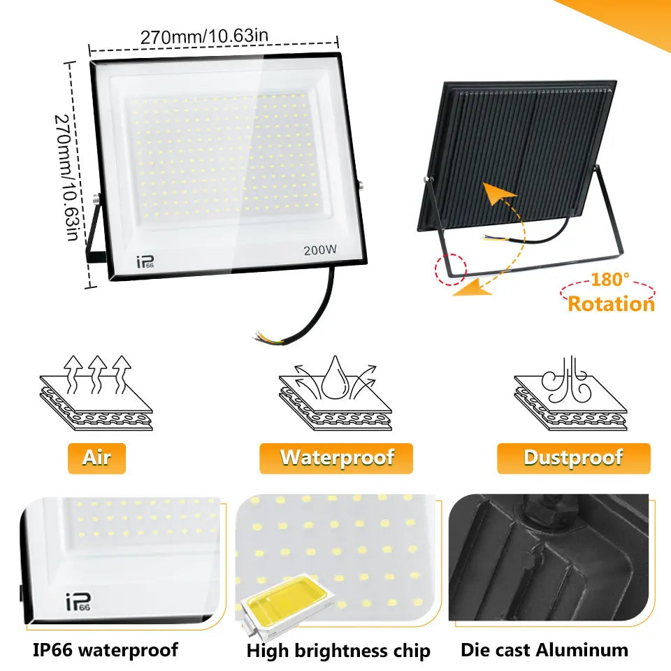 LED Spotlight  Waterproof IP66 220V 20W 30W  50W 100W 150W 200W 300W Outdoor Floodlights outdoor Factory Billboard Lighting