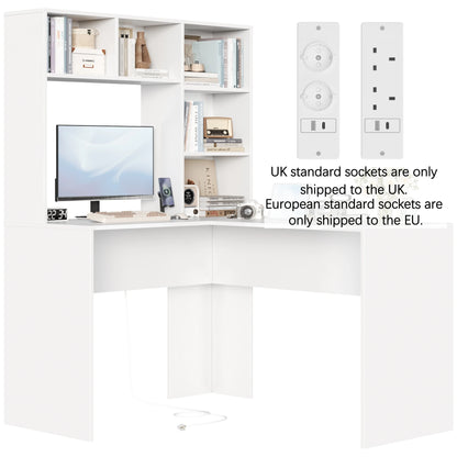 Getone Desk Corner Desk White L Shaped Computer Table Office table for Study Home Office 124.7X107.8X152.5 cm