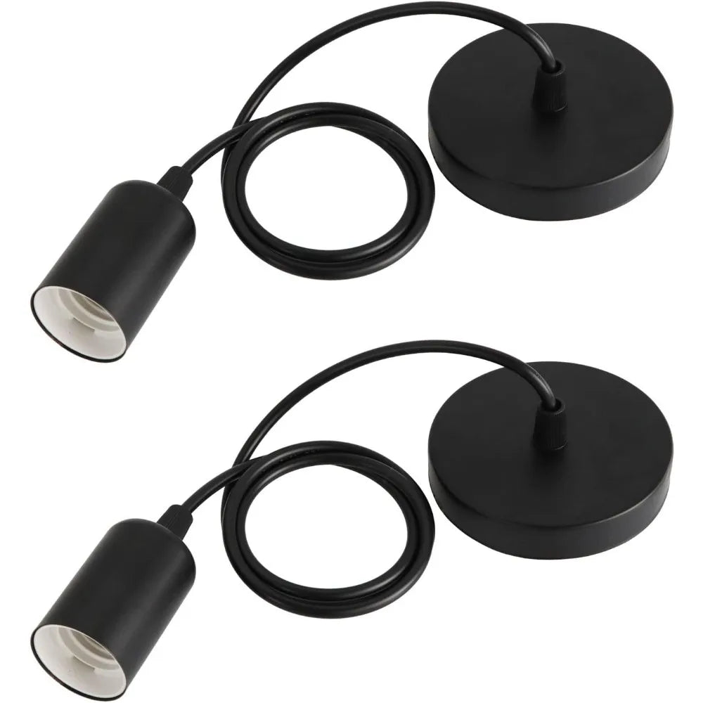 Pendant Light Fitting E27 Lamp Holder with 50/150CM Adjustable Cable Industrial Ceiling Pendant Fitting Black White Lamp Base