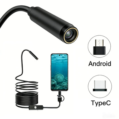 Endoscope Camera Android Type C PC 7MM USB Waterproof Borescope Camera for Car Scenarios 1-10m Car Inspection 6 Led Lights