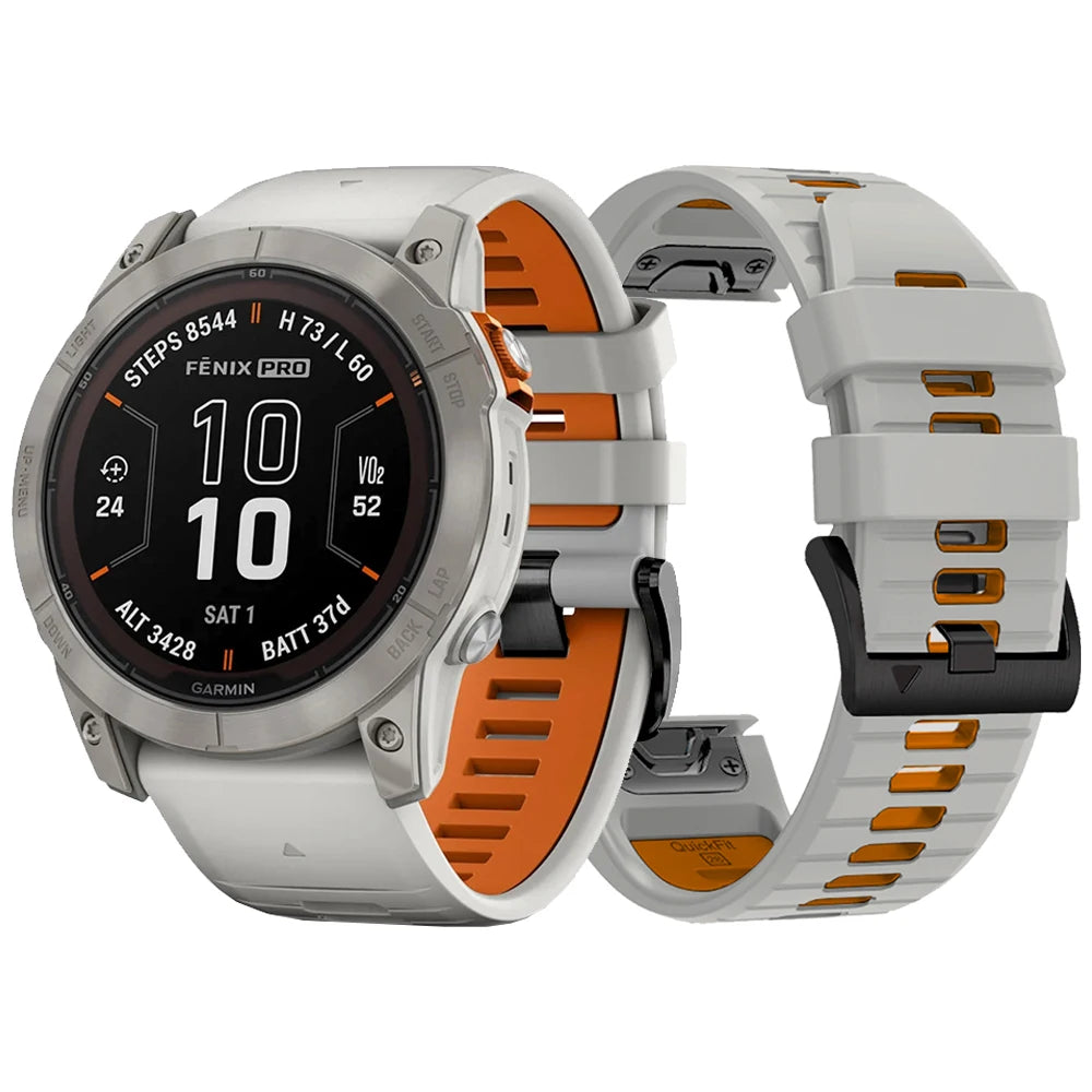 QuickFit Silicone Sport Watch Band for Garmin Fenix, Epix & Enduro | 22mm or 26mm