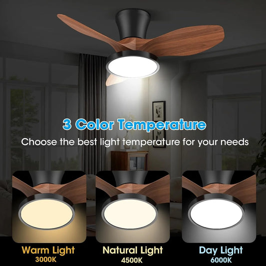 LED Ceiling Fans Lamp 85V-265V Voltage High Wind Speed Fans Light Modern White Wood Grain Colors Bedroom Living Room Decorations