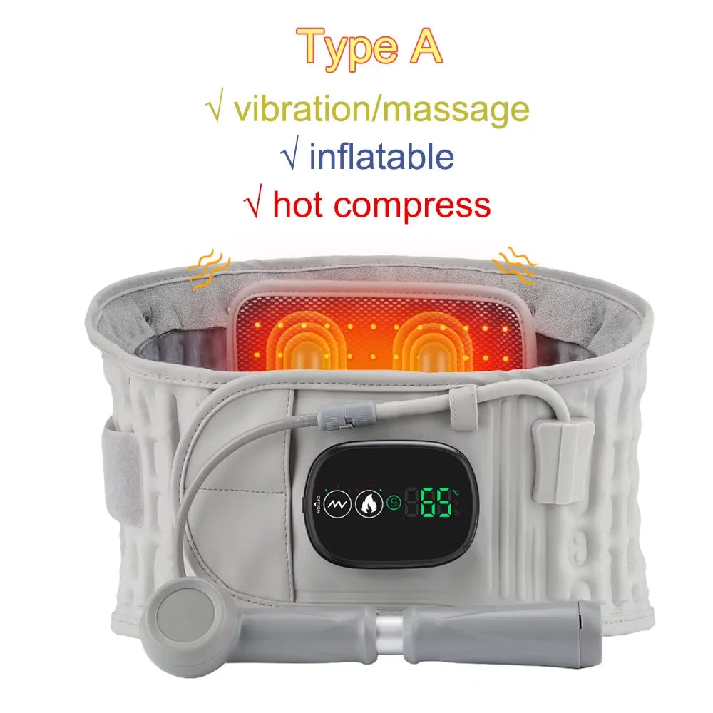 Heated Waist & Lower Back Massage Belt with Vibration and Air Compression
