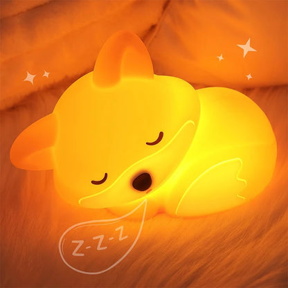 Rechargeable Fox Silicone Night Light with Touch Dimming & Timer