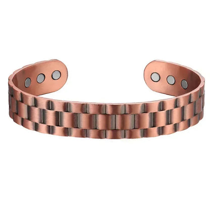 Pure Copper Magnetic Cuff Bracelet, Adjustable for Men & Women