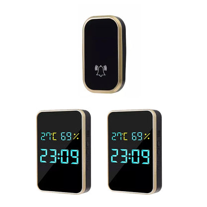 Wireless Doorbell No Battery Self Powered Door Bell Display Temperature Humidity Time 433mhz Home Outdoor Welcome Ring Chime