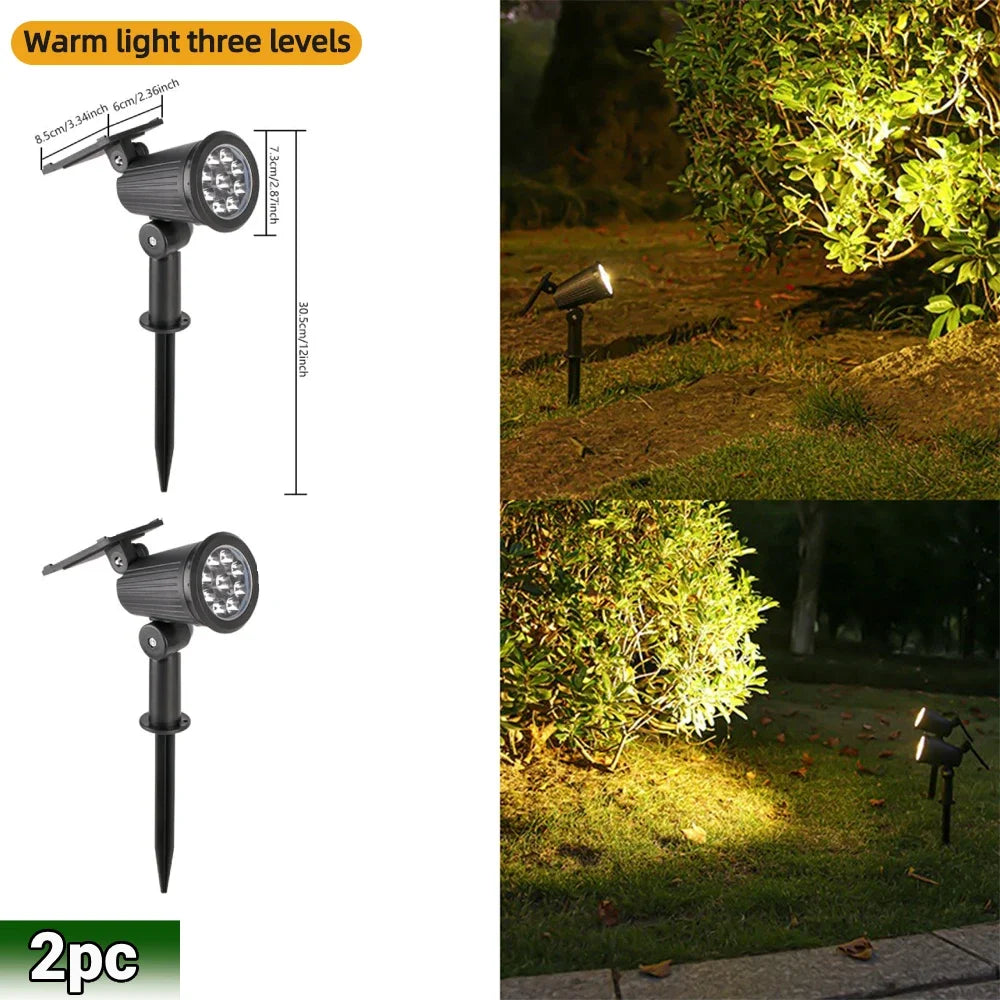 9 LED Solar Spot Lights IP65 Waterproof Outdoor RGB Solar Landscape Lights Brightness Adjustable for Garden Yard Palm Trees