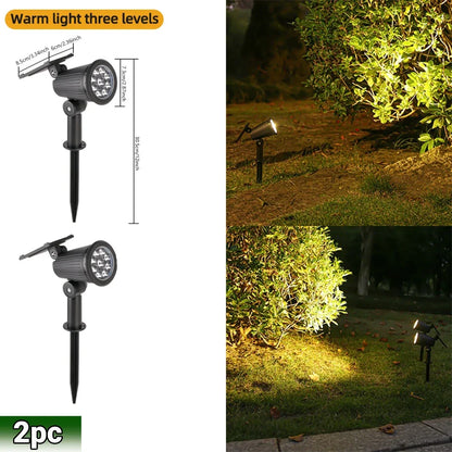 9 LED Solar Spot Lights IP65 Waterproof Outdoor RGB Solar Landscape Lights Brightness Adjustable for Garden Yard Palm Trees