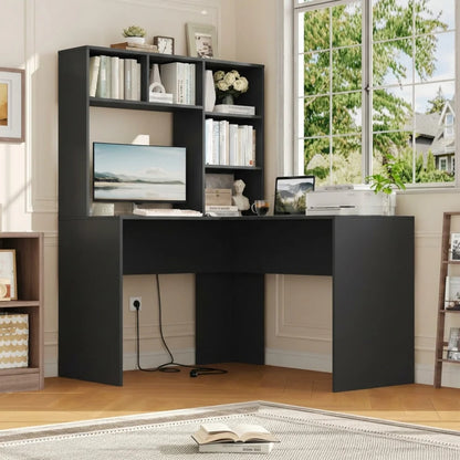 Getone Desk Corner Desk White L Shaped Computer Table Office table for Study Home Office 124.7X107.8X152.5 cm