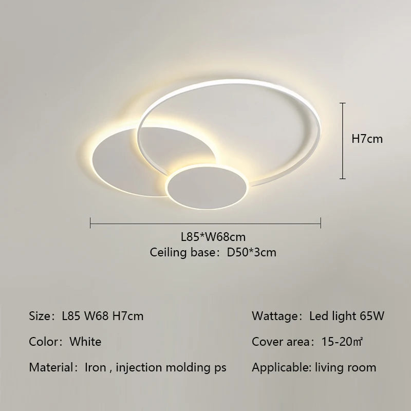 Modern Minimalism Circles Led Living Room Ceiling Lights Foyer Dimmable Round Bedroom Lamp Lighting Home Decor Luster Fixtures