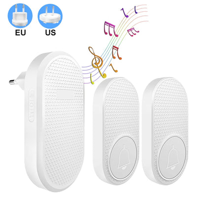 Wireless Doorbell Smart Welcome Door Bell 32 Songs Receiver Chime Guests Ding Dong Home Security Alarm Reminder US EU Plug