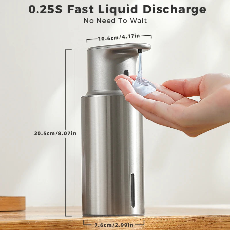 480ml Automatic Soap Dispenser with Sensor – Touchless Electric Hand Soap & Sanitizer Dispenser, 304 Stainless Steel