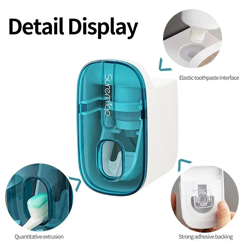Automatic Wall-Mounted Toothpaste Dispenser & Toothbrush Holder