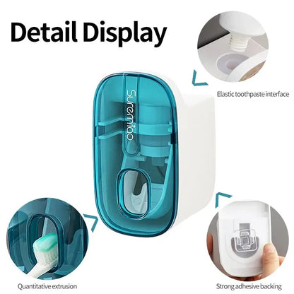 Automatic Wall-Mounted Toothpaste Dispenser & Toothbrush Holder