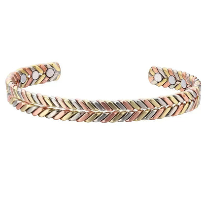 Pure Copper Magnetic Cuff Bracelet, Adjustable for Men & Women
