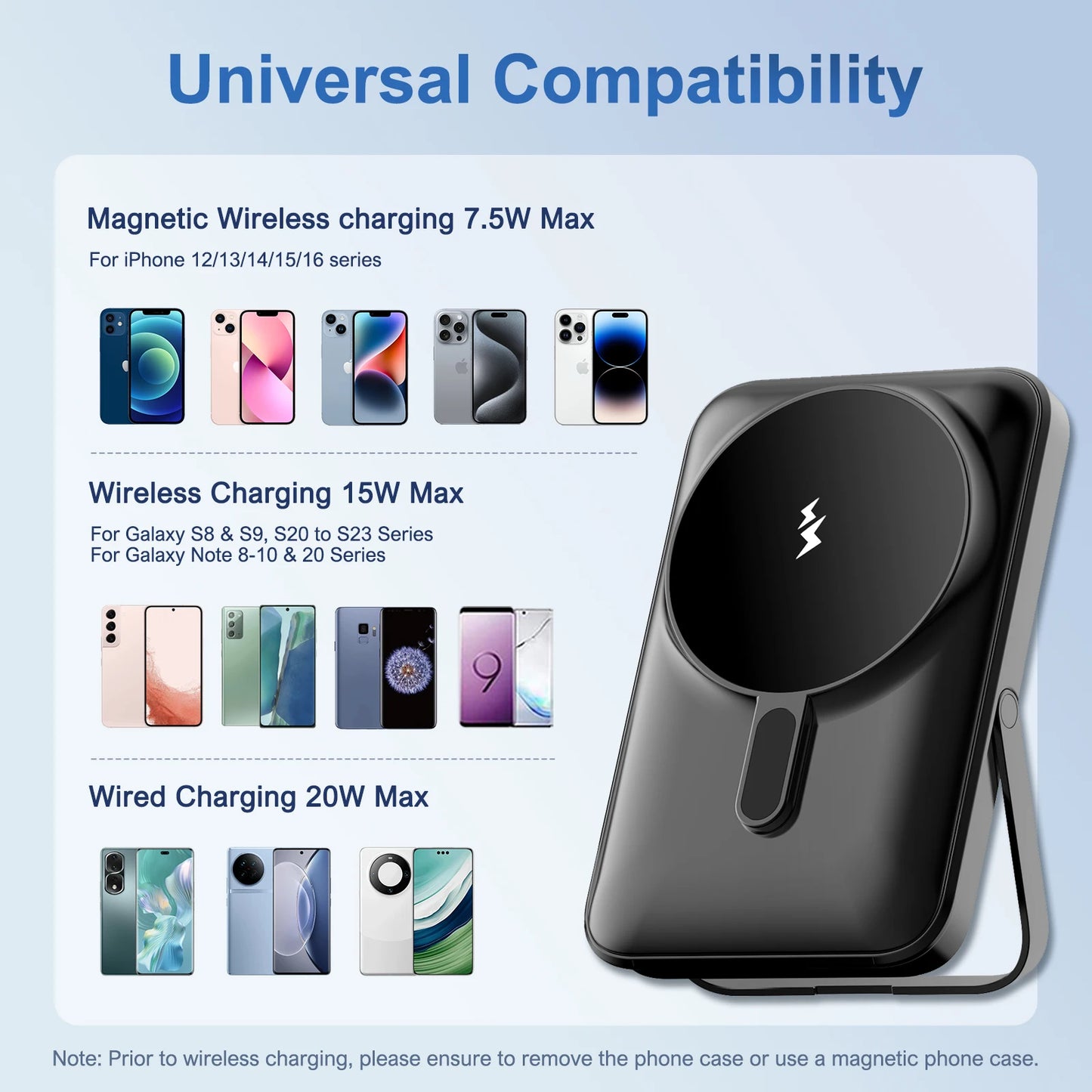 Magnetic Power Bank, Fast Charging Portable External Battery Pack, 10000mAh, 20W, Wireless Charger, for iPhone 15/14/13/12 Series