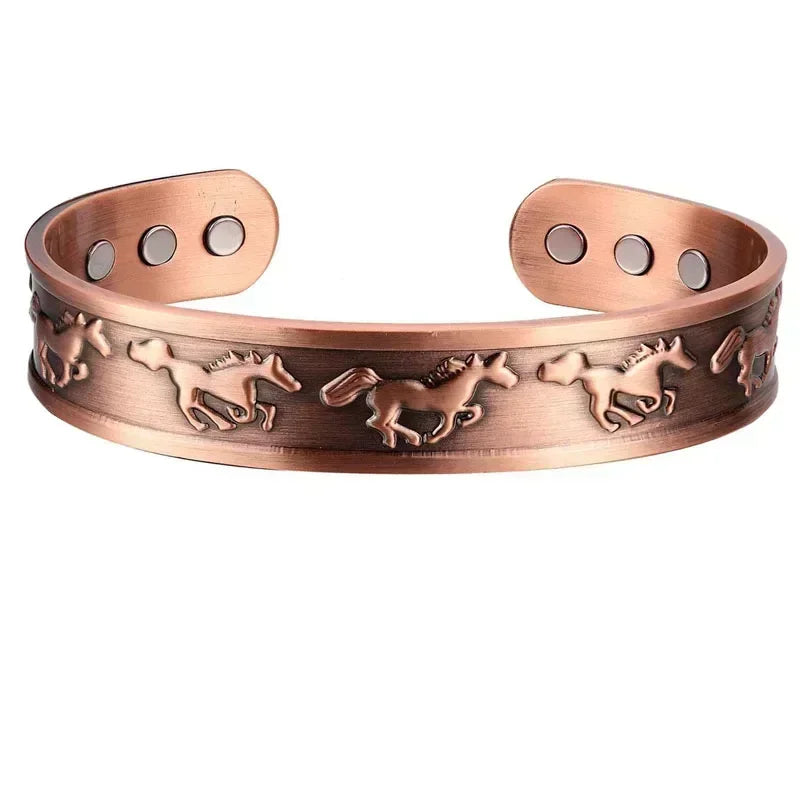 Pure Copper Magnetic Cuff Bracelet, Adjustable for Men & Women