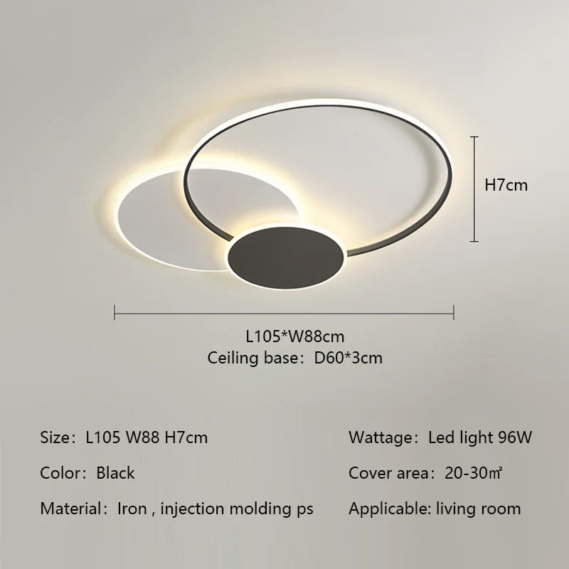 Modern Minimalism Circles Led Living Room Ceiling Lights Foyer Dimmable Round Bedroom Lamp Lighting Home Decor Luster Fixtures