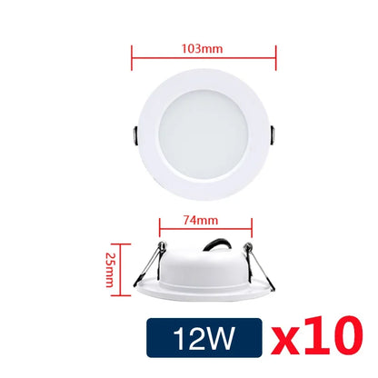 10pcs/lot LED Downlight 5W 9W 12W 15W 18W Recessed Round Led Ceiling Lamp AC110V 220V DC12V 24V Indoor Lighting Warm/Cold White