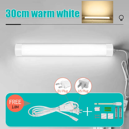 LED Light Tube Direct Plug-in Light Tube 110V 220V LED Lamp Tube Desk Work Study Shop Garage Warehouse Kitchen Cabinet Lighting