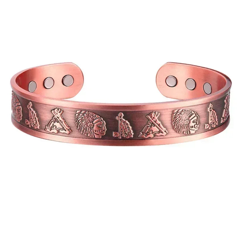 Pure Copper Magnetic Cuff Bracelet, Adjustable for Men & Women