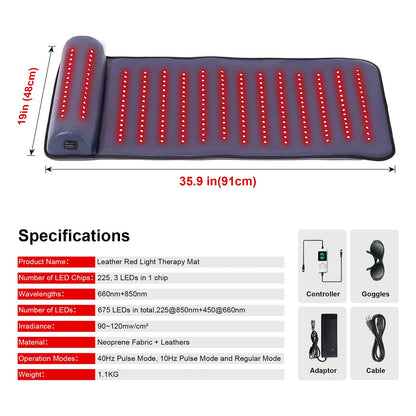 Red Light Therapy Mat with Far Infrared Heat & 3D Neck Support
