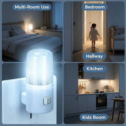 LED Socket Night Light Plug in Wall Lamp Energy Saving with Switch for Baby Feeding Bedroom Bedside HallwayStairsCabinetLighting