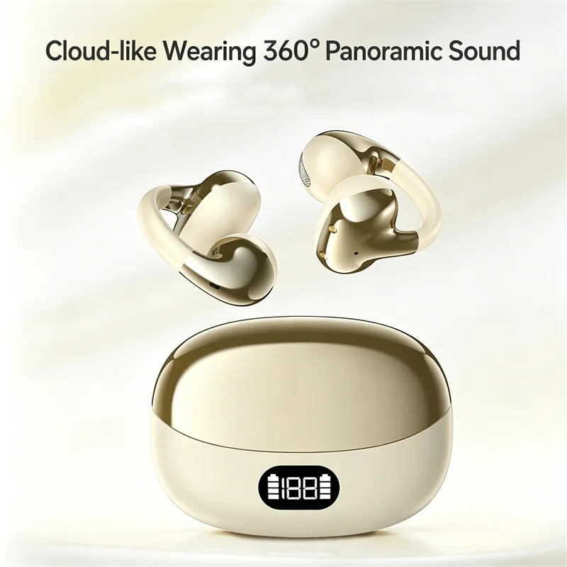 Open Style Bluetooth Earphone Power Display Long Battery Life Ear Clip Style Listen Music